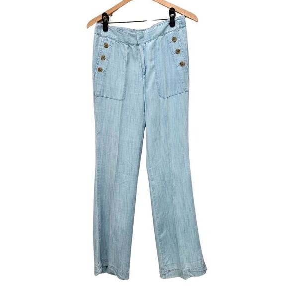 Gap Tencel® Wide Leg Sailor Pants Bleached Chambray 02 R - Picture 1 of 10